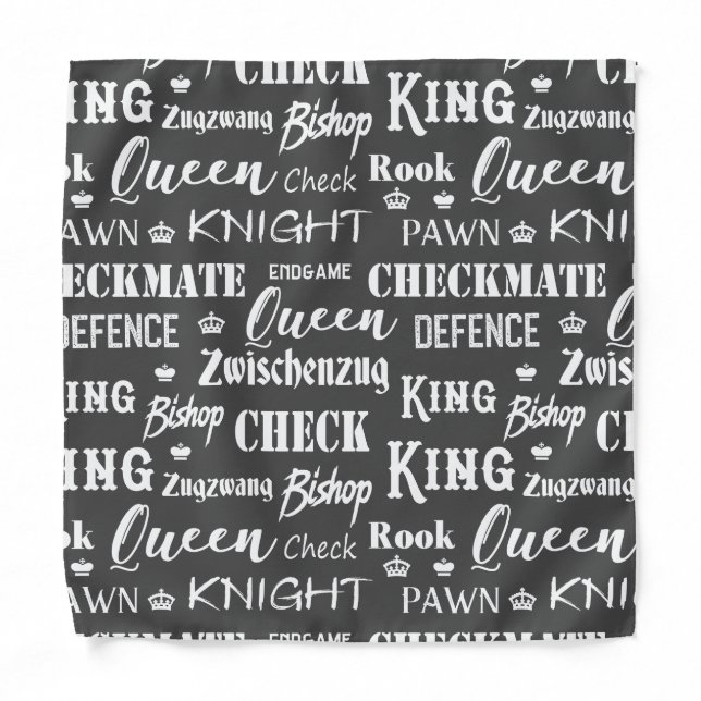 Typographic Chess Player King Queen Knight Bandana (Front)