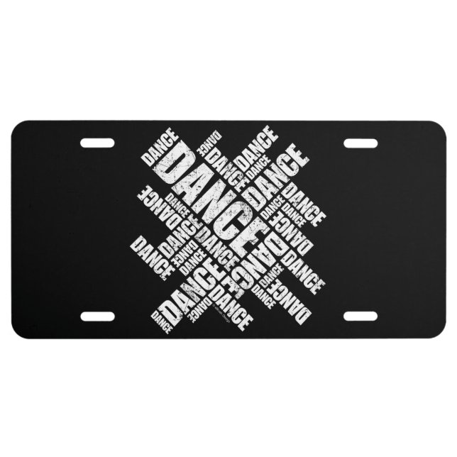 Typographic Dance (Distressed) License Plate (Front)