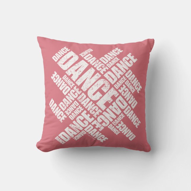 Typographic Dance (Distressed) Throw Pillow (Front)