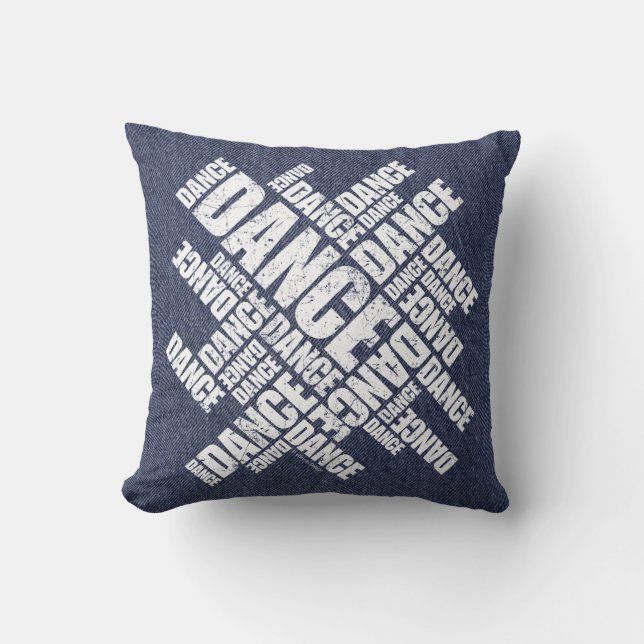 Typographic Dance (Distressed) Throw Pillow (Front)