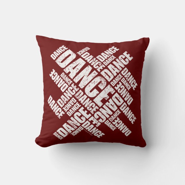 Typographic Dance (Distressed) Throw Pillow (Front)