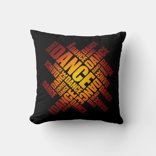 Typographic Dance (Fire) Throw Pillow (Front)