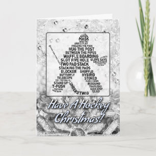 Typographic Goalie Hockey Christmas Card