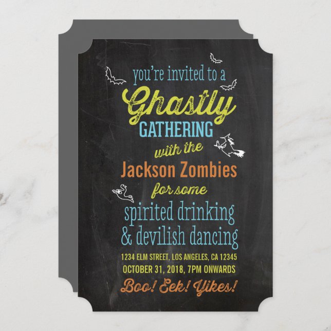 Typographic Halloween Monster Bash Invitation (Front/Back)