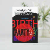 Typographic Happy 14th Birthday Party Invitation (Standing Front)