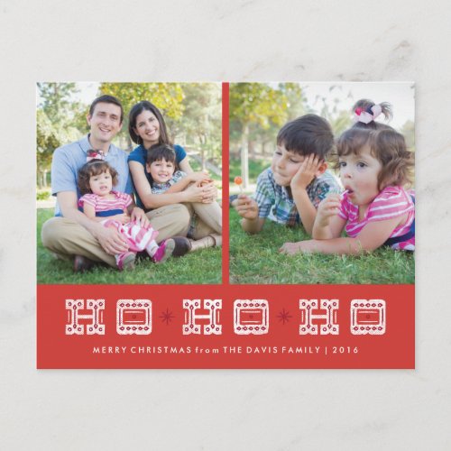 Typographic Ho Ho Ho Holiday Postcard _ Berry
