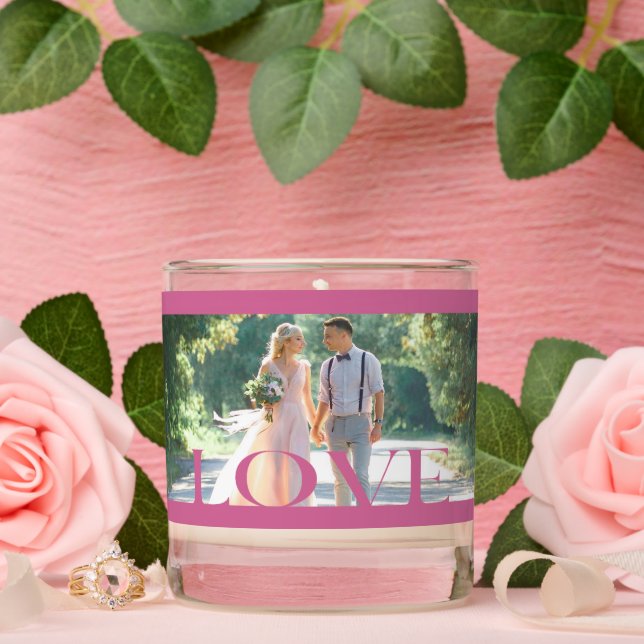 Typographic LOVE Frame Design Scented Jar Candle (Wedding)