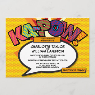 Typographic Modern Comic Book Pop Art Wedding Invitation