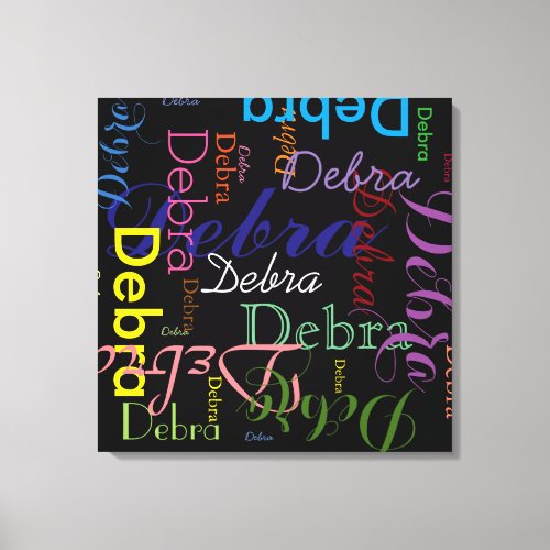 Typographic patterned name canvas print