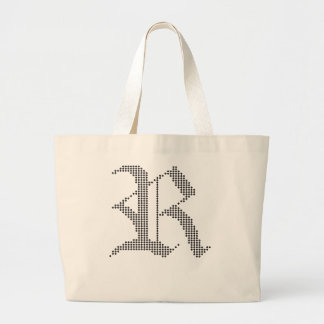 Typographic R Gothic Letter Design T-Shirt Large Tote Bag