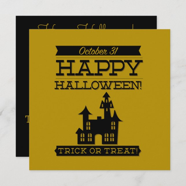 Typographic retro Halloween Invitation (Front/Back)