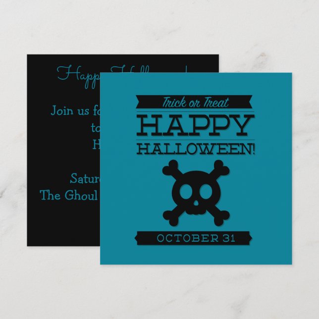 Typographic retro Halloween Invitation (Front/Back)