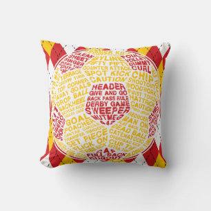 Typographic Soccer Ball   Throw Pillow