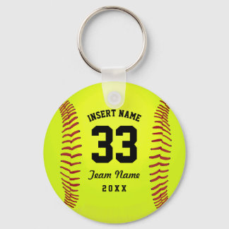 Typographic Softball Team Keychain