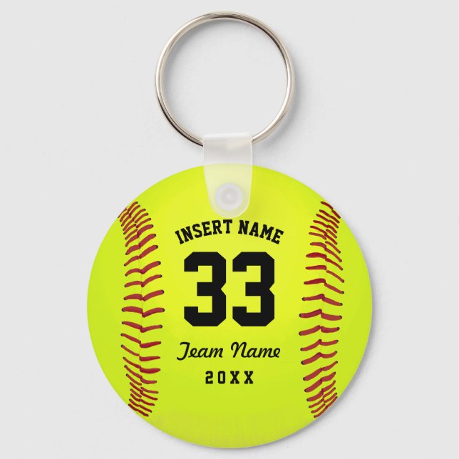 Typographic Softball Team Keychain (Front)
