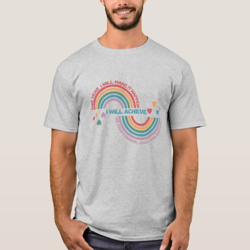 Typographic Teacher new Year Vow Rainbow graphic T_Shirt