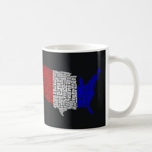 Typographic USA in Red White and Blue Coffee Mug