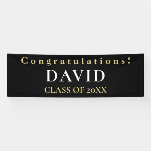 Typographical Congratulations Name Black Graduate Banner