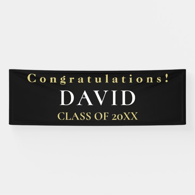 Typographical Congratulations Name Black Graduate Banner (Horizontal)