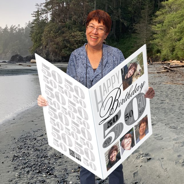 Typography 50th Birthday Photo Card (Creator Uploaded)