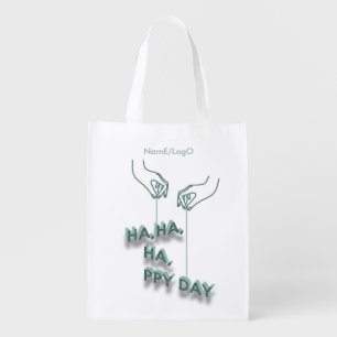 typography_7_ha,ha,ha,ppy day_2 reusable grocery bag