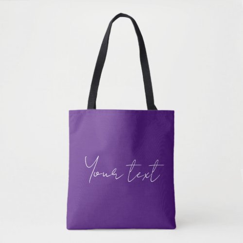 Typography Add Your Name Text Script Royal Purple Tote Bag