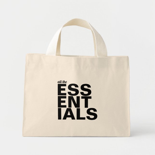 Typography All the Essentials Modern Minimalist Mini Tote Bag (Front)