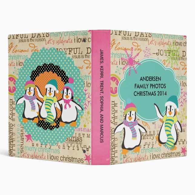 Typography and Penguins Holiday Custom Binder (Background)