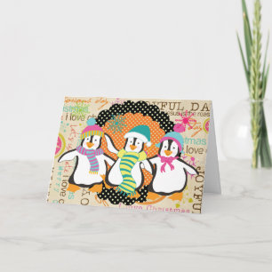 Typography and Penguins Holiday Greeting Card