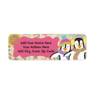 Typography and Penguins Whimsical Address Labels