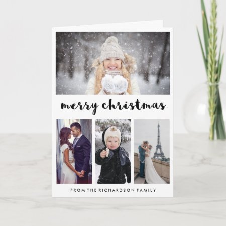Typography And Photos | Modern Merry Christmas Holiday Card