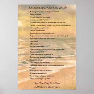 Typography Art, Dalai Lama A to Zen of Life Poster