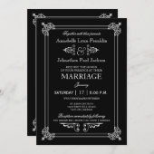 Typography Art Deco Vintage Wedding Invitation (Front/Back)