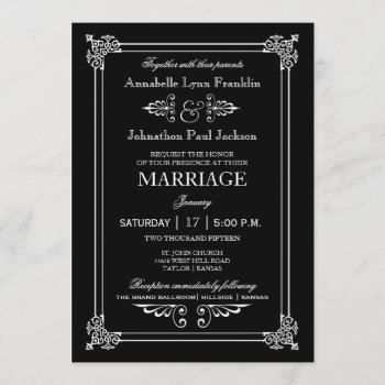 Typography Art Deco Vintage Wedding Invitation by DaisyLane at Zazzle