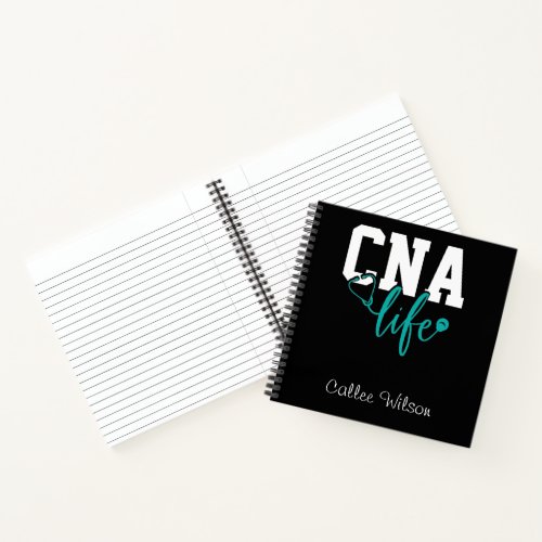 Typography Art Design CNA Life Teal White Modern Notebook