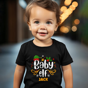 Typography Baby Elf Fun Family Matching Baby T-Shirt