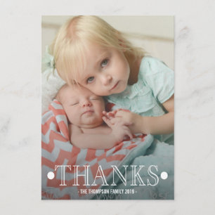 Typography Baby Thank You Photo Flat Card
