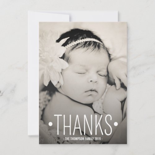 Typography Baby Thank You Photo Flat Card