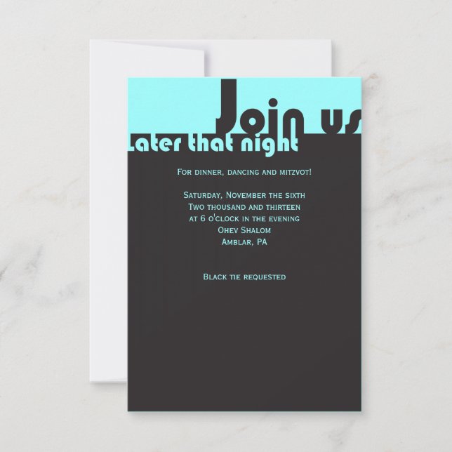 TYPOGRAPHY  Bar Bat Mitzvah Party Neon Invitation (Front)