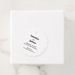 Typography-Based Black and White Scalloped Favor Tags