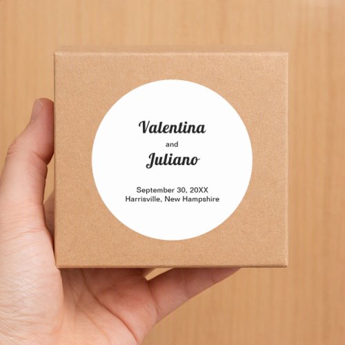 Typography-Based Black and White Wedding | Classic Round Sticker