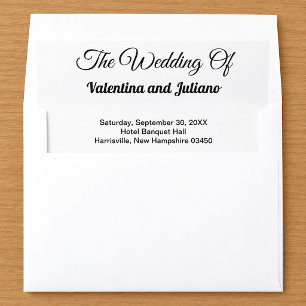 Typography-Based Black and White Wedding Envelope Liner