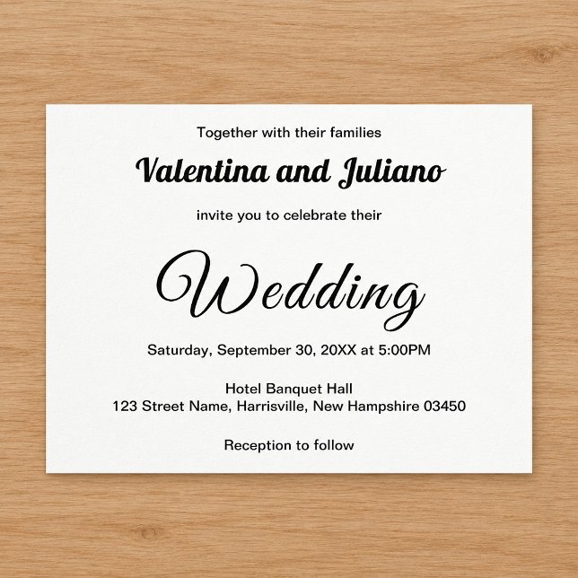 Typography-Based Black & White Wedding Invitation Postcard (Creator Uploaded)