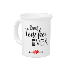Typography Best Teacher Ever Porcelain Pitcher