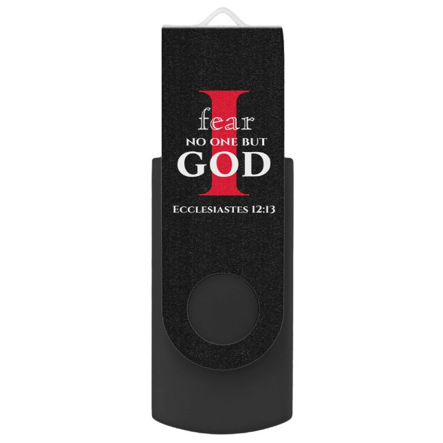 Typography Bible Verse ● I Fear No One But God ● Flash Drive (Front Vertical)