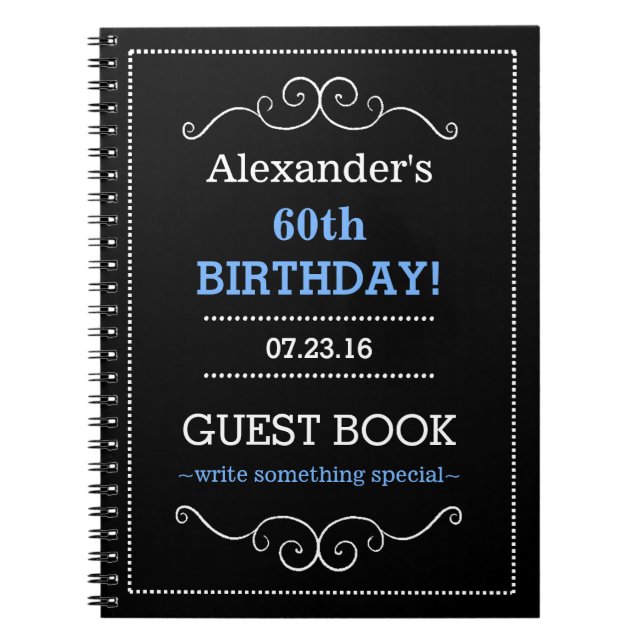 Typography Birthday Party Guest Book- Notebook (Front)