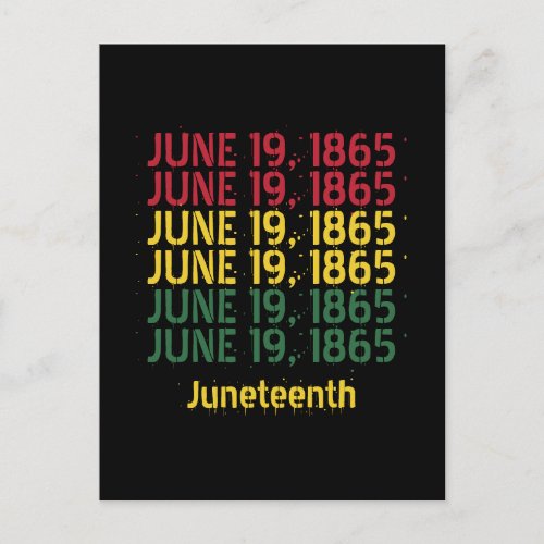 Typography Black History June 19 1865 Juneteenth Postcard