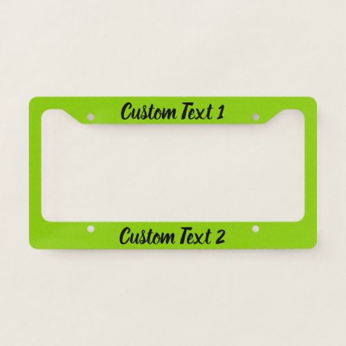 Typography Black Script on Lime License Plate Frame