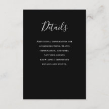 Typography Black Wedding Details Enclosure Card
