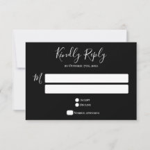 Typography Black Wedding RSVP Card
